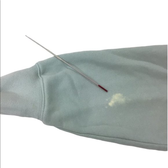 TNA Aritzia Cozy Fleece Perfect Hoodie Light Blue-Green Size XXS *Stained* - Picture 5 of 9